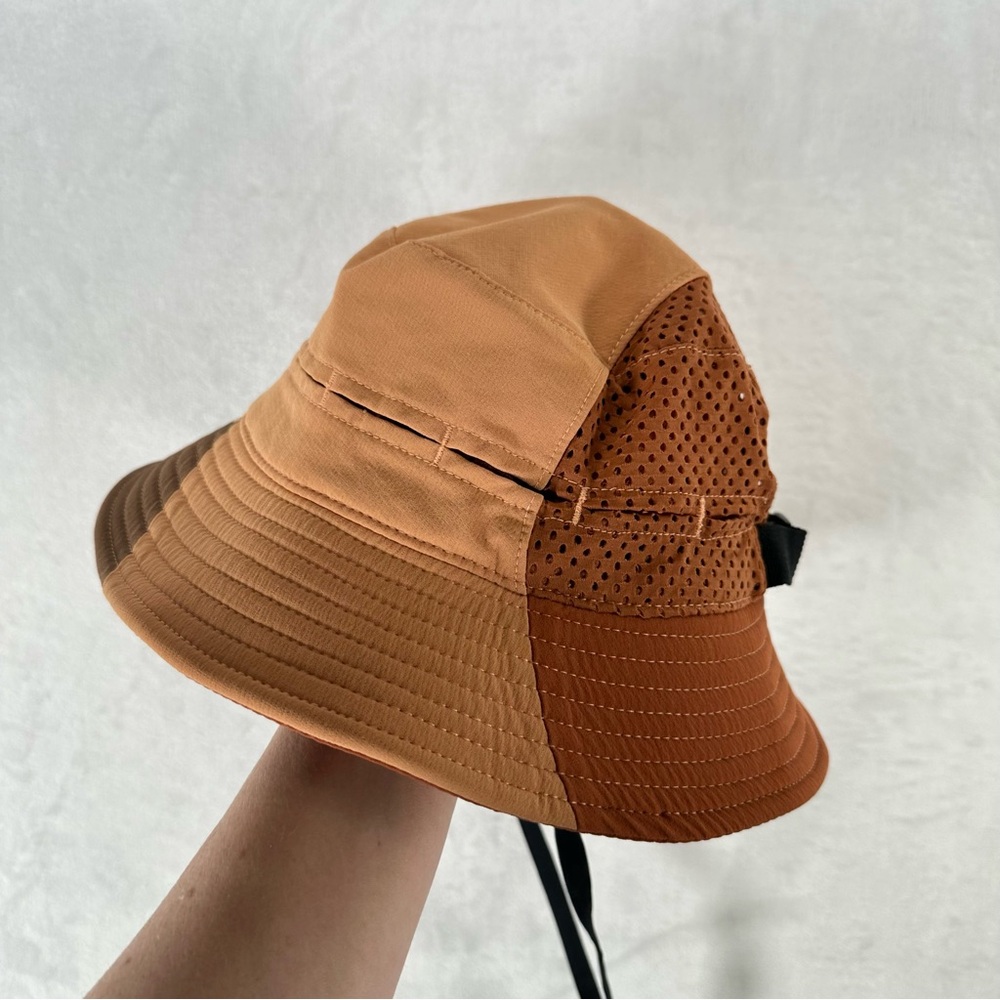 Outdoor Voices Bucket Hat OS Brown Patchwork Floppy Nylon Unisex Pocket